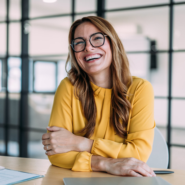 smiling woman in modern office