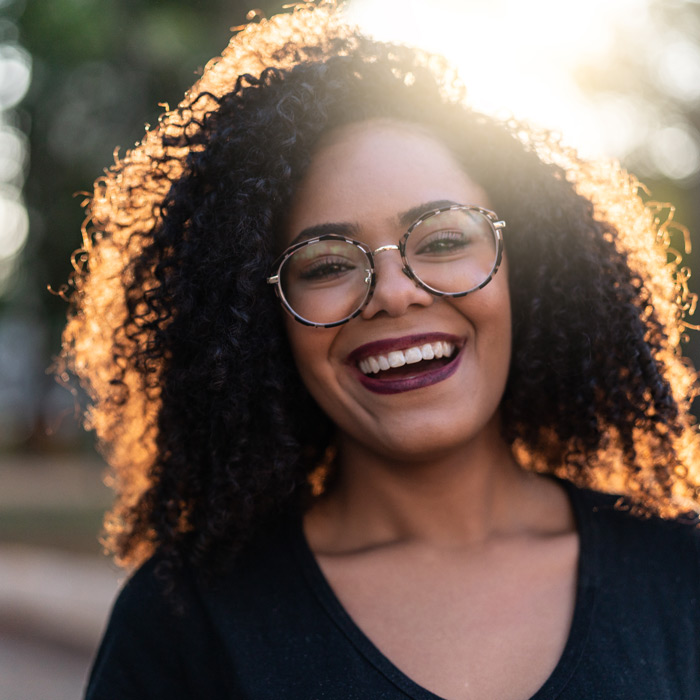 portrait of a beautiful curly haired woman